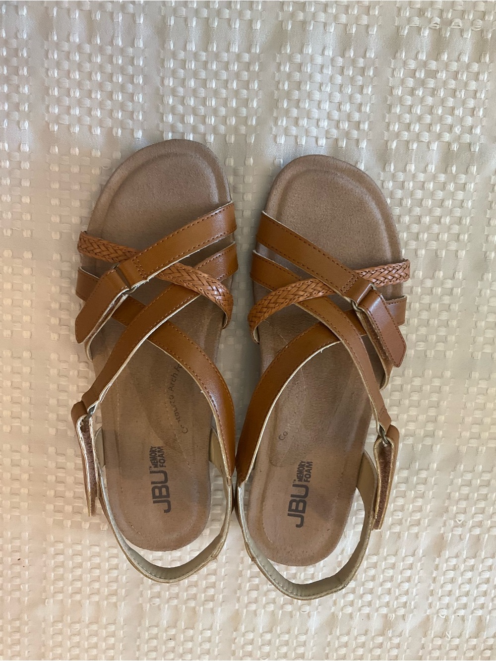 JBU Tan Braided-Strap Slingback Sandals Size 7.5M